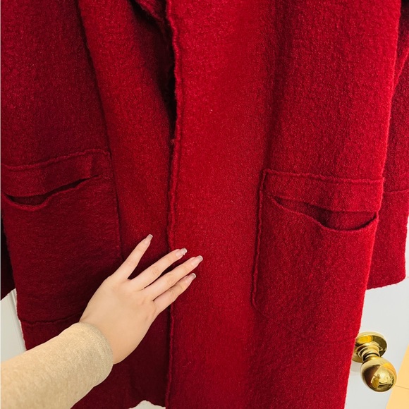 ZARA Christmas Red Wool Coat, Size S - Picture 5 of 8